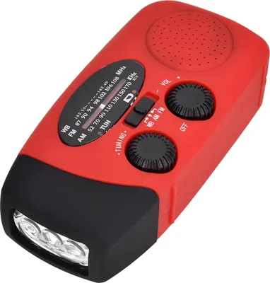 Zdjęcie produktu dla Przenośne radio z latarką AM/FM, lampką do czytania, powerbankiem z informacjami pogodowymi NOAA na wypadek sytuacji awaryjnych oraz ręcznym radiem z korbką zasilanym energią słoneczną