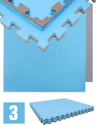 Obrázok produktu pre 3 x 20 mm ochranná rohož na podlahu 90x90 cm sivá modrá