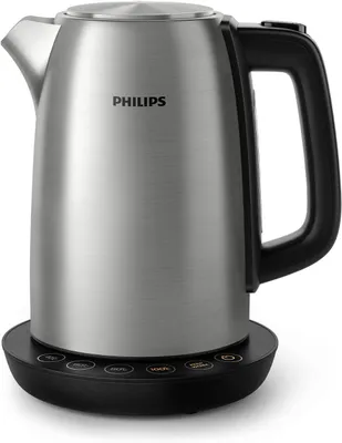 Produktbild von Philips Avance Wasserkocher 1,7 L Edelstahl mit Temperaturregelung, Warmhaltefunktion, Kontrollanzeige, großer Öffnung, schnelle Reinigung (HD9359/90)