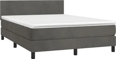 Produktbild von vidaXL Boxspringbett mit Matratze Dunkelgrau 140x200 cm Samt