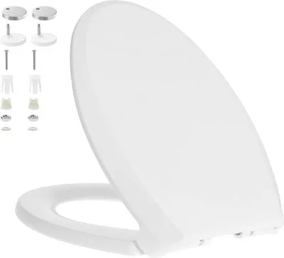 Image de Abattant de WC à fermeture douce, abattant universel à effet antibactérien (en forme de V)