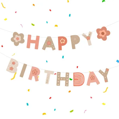 Gänseblümchen Happy Birthday Girlande für Mädchen 1. Geburtstag