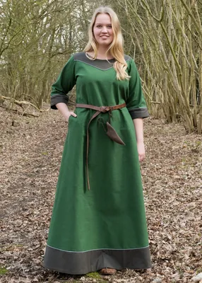 Produktbild von Mittelalterkleid Gesine aus Canvas, grün in div. Größen - Mittelalter Kleidung für Damen - Wikinger Kleid LARP Kostüm Größe: XL