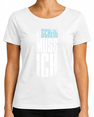 Produktbild von N Scheiss muss ich Spruch Lustig Arbeitsmuffel Faulheit Party Damen T-Shirt, Weiß, 3XL