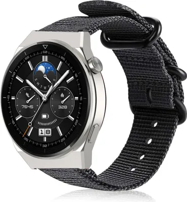 Produktbild von Strap-it Huawei Watch GT 3 Pro 46mm Nylon-Schnallenarmband (Schwarz)