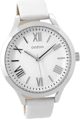 Produktbild von Oozoo Leder Damen Uhr matt Analog Armband weiß Timepieces D2UOC9475A