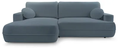 Produktbild von Selsey Fuerro – Ecksofa mit Schlaffunktion, Bettkasten, Ottomane links,Strukturstoff wasserabweisend, Hellblau