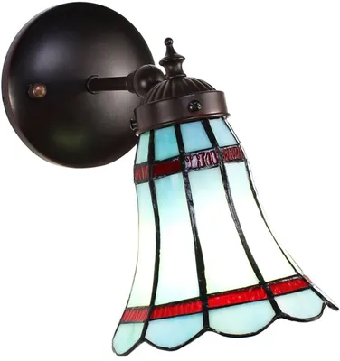 Obrázok produktu pre Clayre & Eef 5LL-6206 Tiffany nástenná lampa modrá, červená 17x12x23 cm E14-max 1x40W
