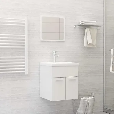 Produktbild von 2-TLG. Badmöbel-Set BadezimmermöBel Bathroom Furniture Badezimmer MöBel Set BadmöBel Sets Hochglanz-Weiß Holzwerkstoff