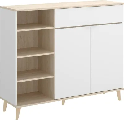 Immagine prodotto di Dmora Credenza Aleandro 40x120x102h cm Bianco, un Cassetto 6 Vani