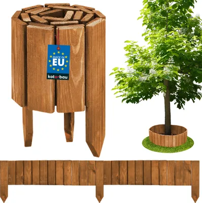 Produktbild von KOTARBAU® Beeteinfassung 110x15cm Rollborder Flexible Beetumrandung Beet Zaun Abgrenzung für Blumenbeete Steckzaun Rasenkante Kiefernholz Eiche