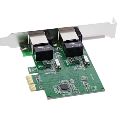 Produktbild von InLine® Dual Gigabit Netzwerkkarte, PCI Express, 2x 1GBit/s, PCIe x1, inkl. low