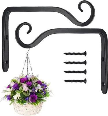 Produktbild von 2er-Metall-Set schwarz Wandhalterungen, Wandhalter, Wandhalterung für Vogelhäuser, Pflanzen, Lampen, Uhren