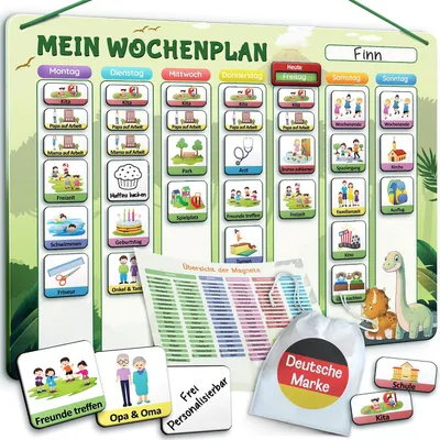 Produktbild von LIKARTO Magnetischer Wochenplaner für Kinder mit 194 Magneten, Tages- & Wochenplan