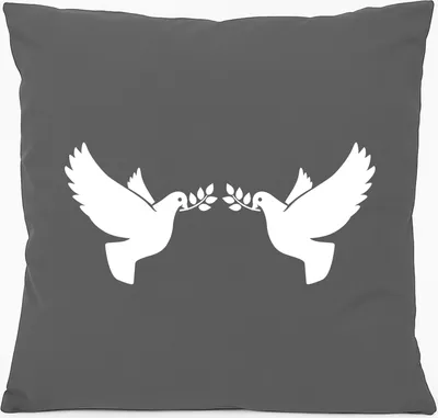 Produktbild von Huuraa Kissen Friedenstauben 40x40cm mit Füllung Steel Grey Baumwolle Dekokissen Geschenkidee