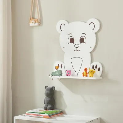 Produktbild von Kinder-Wandregal 'Korsør' 50 x 46 x 10,8 cm in Bärenform Weiß