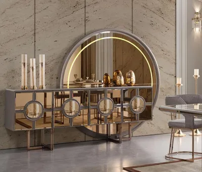 Produktbild von Essgruppe Esszimmer Esstisch Stühle Essecke Gold Holz Luxus Set 8tlg