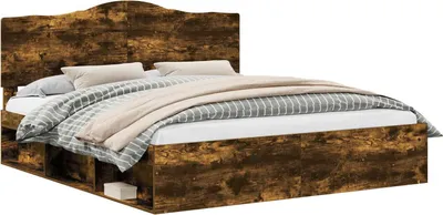 Produktbild von vidaXL Bettrahmen Geräucherte Eiche 180 x 200 cm Massives Kiefernholz