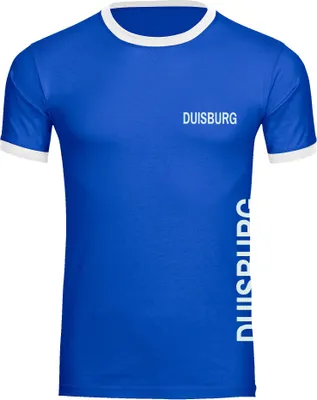 Produktbild von multifanshop Kontrast T-Shirt - Duisburg - Brust & Seite, blau/weiß, Größe XXL