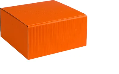 Produktbild von Geschenkbox aus offener Wellpappe, Geripptes Karton ORANGE, Format 25x24x12cm, 35 St.