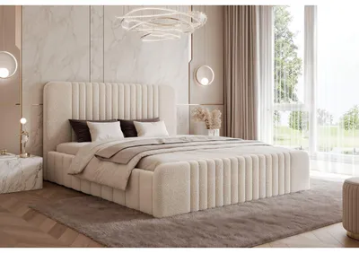 Produktbild von Polsterbett s Schlafsystem "LUCENTE" mit elegantem Kopfteil und Stauraum