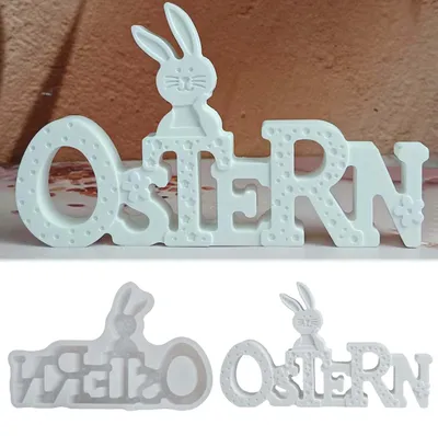 Produktbild von Silikonformen, Gießformen, Hasenform, Oster-Silikonform, 3D-Kerzenformen für Bastelprojekte