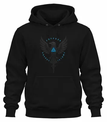 Produktbild von Wikinger Rabe Nordisch Runen Triquetra keltische Hoodie Kapuzenpullover, Schwarz, L