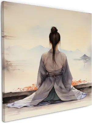 Produktbild von Wallario Premium Leinwandbild Morgenstille in Größe 50 x 50 cm