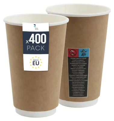 Produktbild von Thermobecher aus Papier 400x – 400-ml-Einwegbecher für Heißgetränke wie Kaffee, Tee und Glühwein