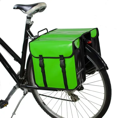 Productafbeelding van Dubbele fietstas 26 liter - 2 x 13 liter - Waterdicht - Limegroen