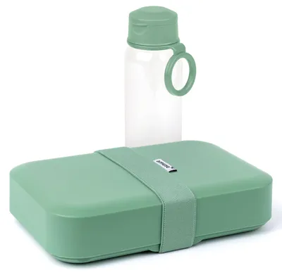 Immagine prodotto di Set contenitore per alimenti e borraccia, privo di BPA | Contenitore per snack per bambini + borraccia (500 ml), lavabile in lavastoviglie | Contenitore per pranzo regolabile in altezza | Contenitore per pranzo per adulti | Contenitore per alimenti piatto | Contenitore per snack per bambini –