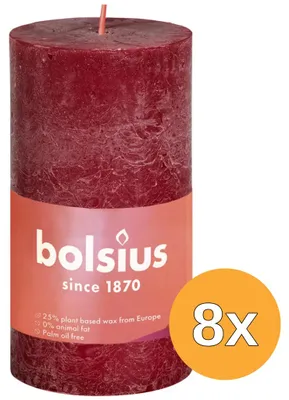Productafbeelding van 8x Bolsius Rustiekkaars Shine 100/50 Velvet Red (1 stuk)