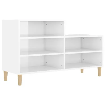 Image de vidaXL Étagère à chaussures blanc brillant 102x36x60 cm Bois composite