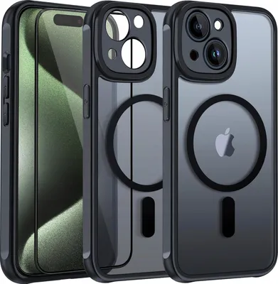 Immagine prodotto di Custodia per iPhone 15 per MagSafe MATT CASE RINFORZATA 360° Vetro 5D PREMIUM
