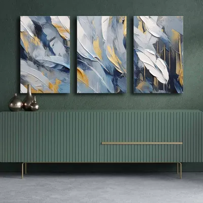 Produktbild von Wallity, 3P4570GSC-015, Dekoratives Leinwandgemälde (3 Teile), Mehrfarbig, 100 % LEINWAND, 145 x 70 cm