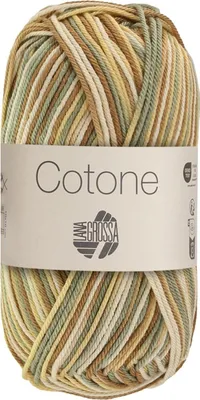 Produktbild von Lana Grossa - Cotone Print 0371 creme vanille hellbeige camel salbeigrün