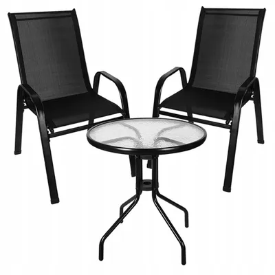 Obrázok produktu pre Sada záhradného nábytku z kovu, 3 diely: 2 kreslá a stolík, čierna, Platan Sofa