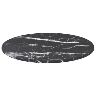 Produktbild von vidaXL Tischplatte Schwarz Ø30x0,8 cm Hartglas in Marmoroptik