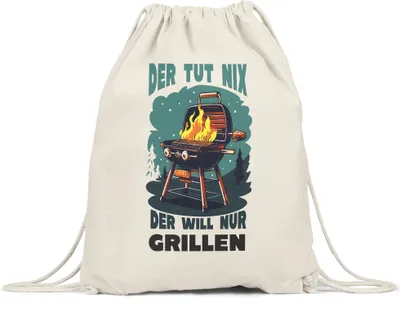 Produktbild von Der tut Nix der will nur Grillen Turnbeutel Papa Vater Opa BBQ Geschenk Grillmeister