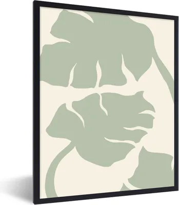 Produktbild von MuchoWow® Gerahmtes Poster Monstera - Blätter - Grün - Pflanzen 60x80 cm - Poster mit Schwarzem Bilderrahmen Wandposter Rahmen Foto Bilder - Premium - Wanddeko Wohnzimmer