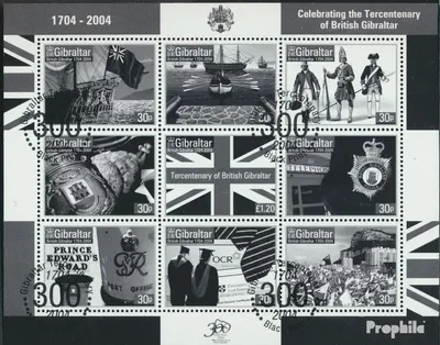 Produktbild von Briefmarken Gibraltar 2004 Mi 1069-1077S Kleinbogen (kompl.Ausg.) Schwarzdruck gestempelt Britische Kolonien