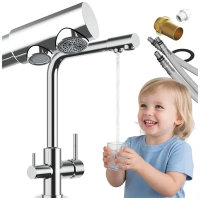 Produktbild von Granitan - Küchenarmatur - Wasserhahn Küche Höhe 33 cm - Mischbatterie Chrom - 3-Wege, KI-generiertes Bild