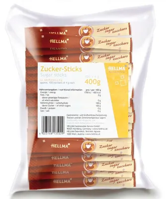 Image de Bâtonnets de sucre, 100 portions de 4 g chacune, emballage 100 % recyclable