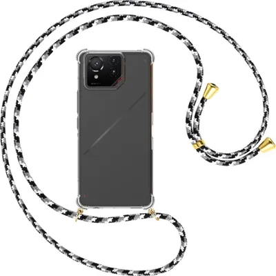 Produktbild von Handykette Backcover-Schutzhülle mit Band (Metall goldfarben) für ASUS ROG Phone 9 - schwarz/grau/weiß