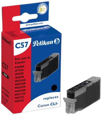 Produktbild von Pelikan C57 - Schwarz - Tintenpatrone (entspricht: Canon CLI-551BK ) - für Canon PIXMA iP8750, iX6850, MG5550, MG5650, MG5655, MG6450, MG6650, MG7150, MG7550, MX725