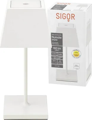 Produktbild von SIGOR Akku-Tischleuchte Nuindie mini 25cm schneeweiß 2,2W FlexMood 2200K/2700K IP54 Ra85 eckig