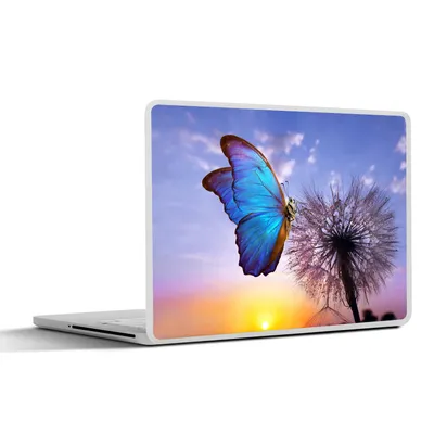 Produktbild von MuchoWow® Laptop Aufkleber Sticker Cover Schmetterling - Sonnenuntergang - Löwenzahn - Blau 32.5x23.5 cm - Sticker für Laptop - Selbstklebend