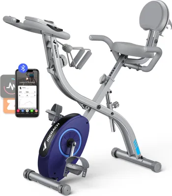 Produktbild von 4-in-1 klappbarer Heimtrainer für Zuhause– magnetischer Ergometer mit 16 Stufen, LCD & Pulsmessung, Tabletständer, kompatibel Kinomap, bis 136 kg