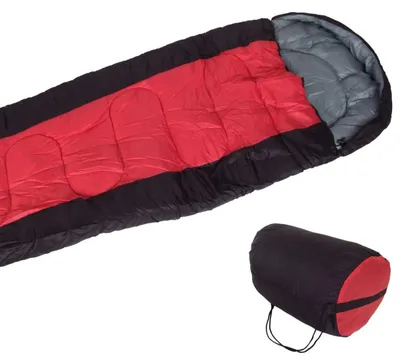 Produktbild von BURI Schlafsack rot Mumienschlafsack + Tasche Deckenschlafsack Camping Zelten Outdoor