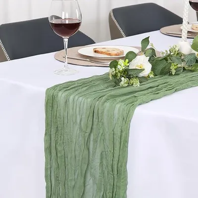 Produktbild von Tischläufer Grün, Käsetuch Tischläufer Boho, Tischläufer Modern